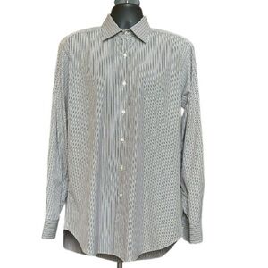 Etro Men's Striped Dress Shirt - Black Brown White Size 42 / L